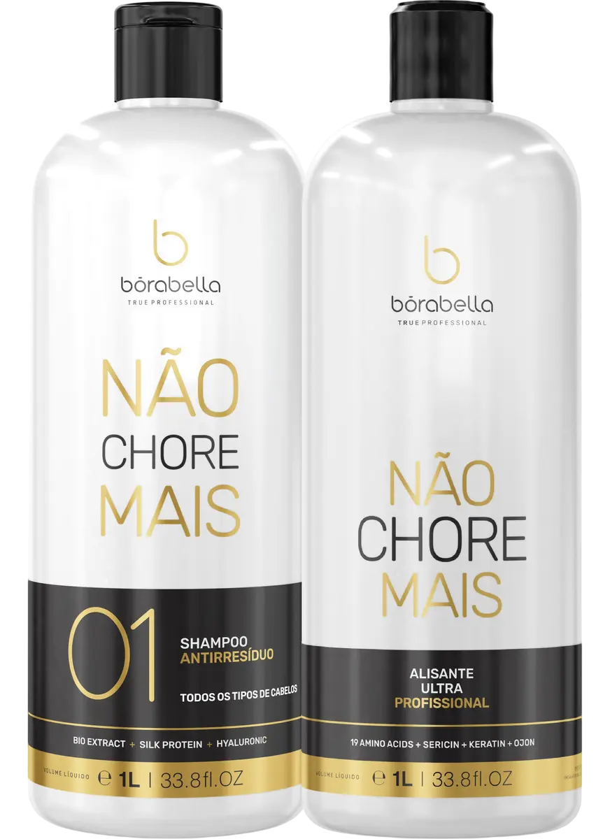 Borabella Não Chore Mais Kit Shampoo Antirresíduo + Alisante 1L